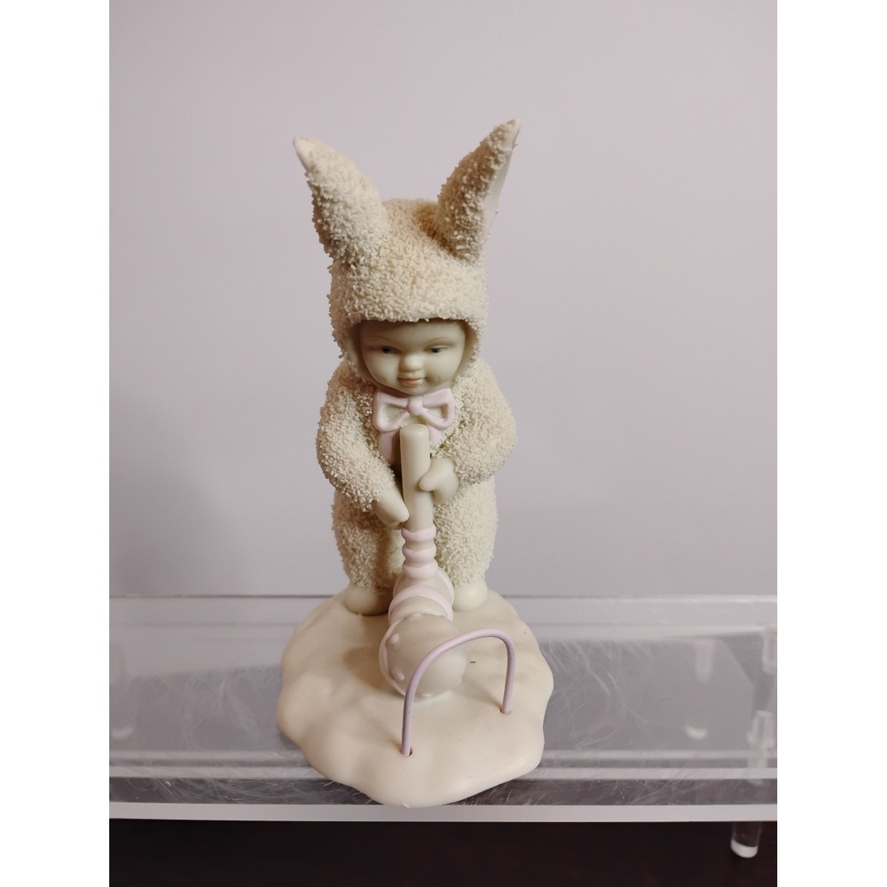 Dept 56 Snowbabies 1996 Bunny Suit Croquet Figurine 4.5" Bisque Porcelain